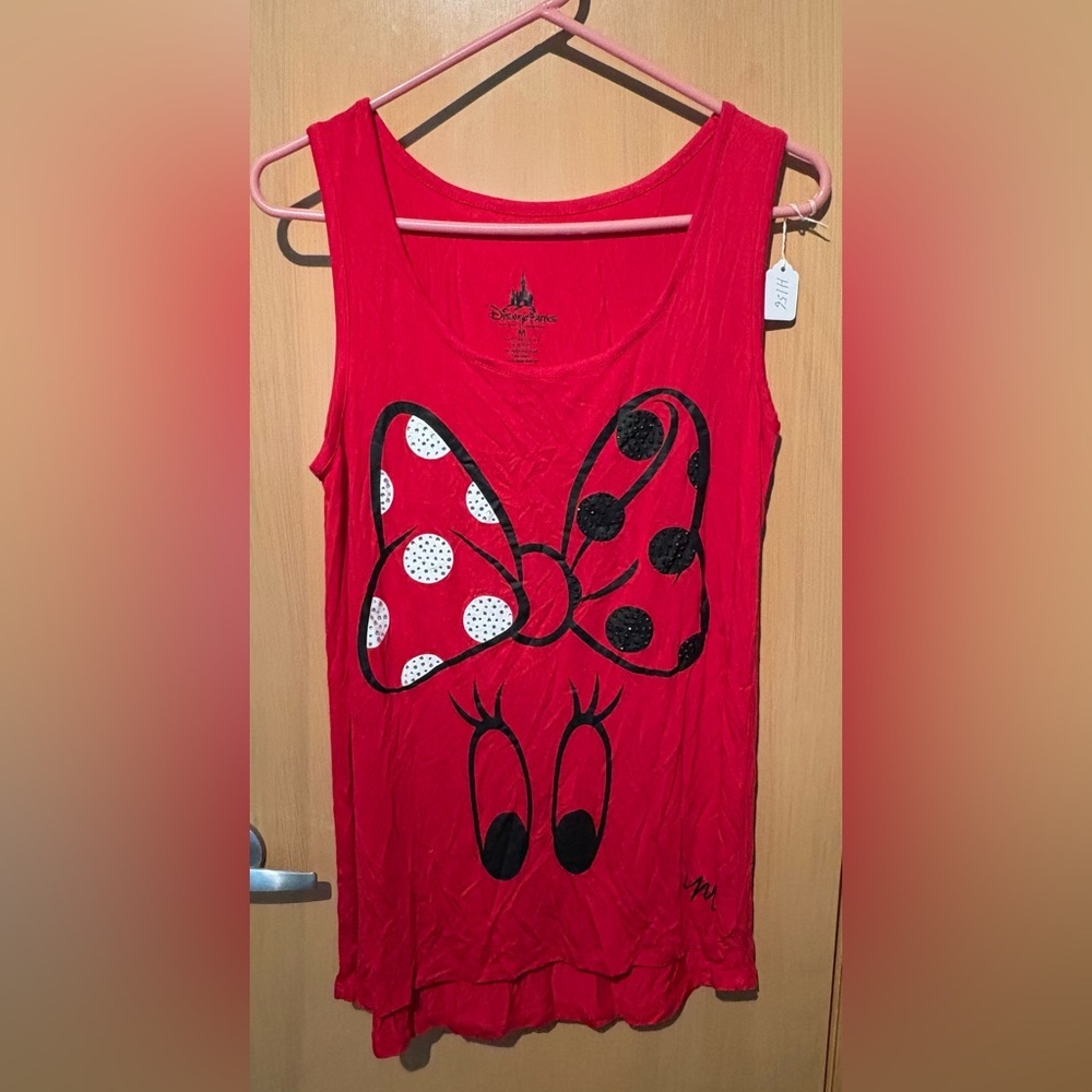 Disney Parks Women’s Minnie Mouse Bow Tank Top Red  Size Medium